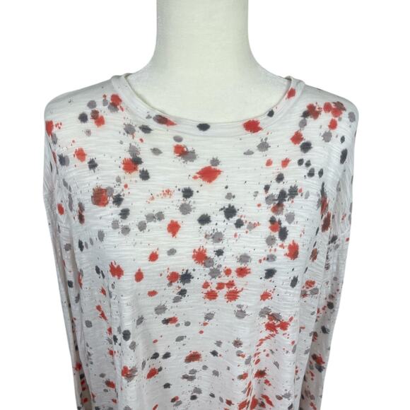 Gilda Midani 100% Slubbed Cotton T-Shirt Long Sleeves Paint Splatter Artsy Small - Picture 3 of 11